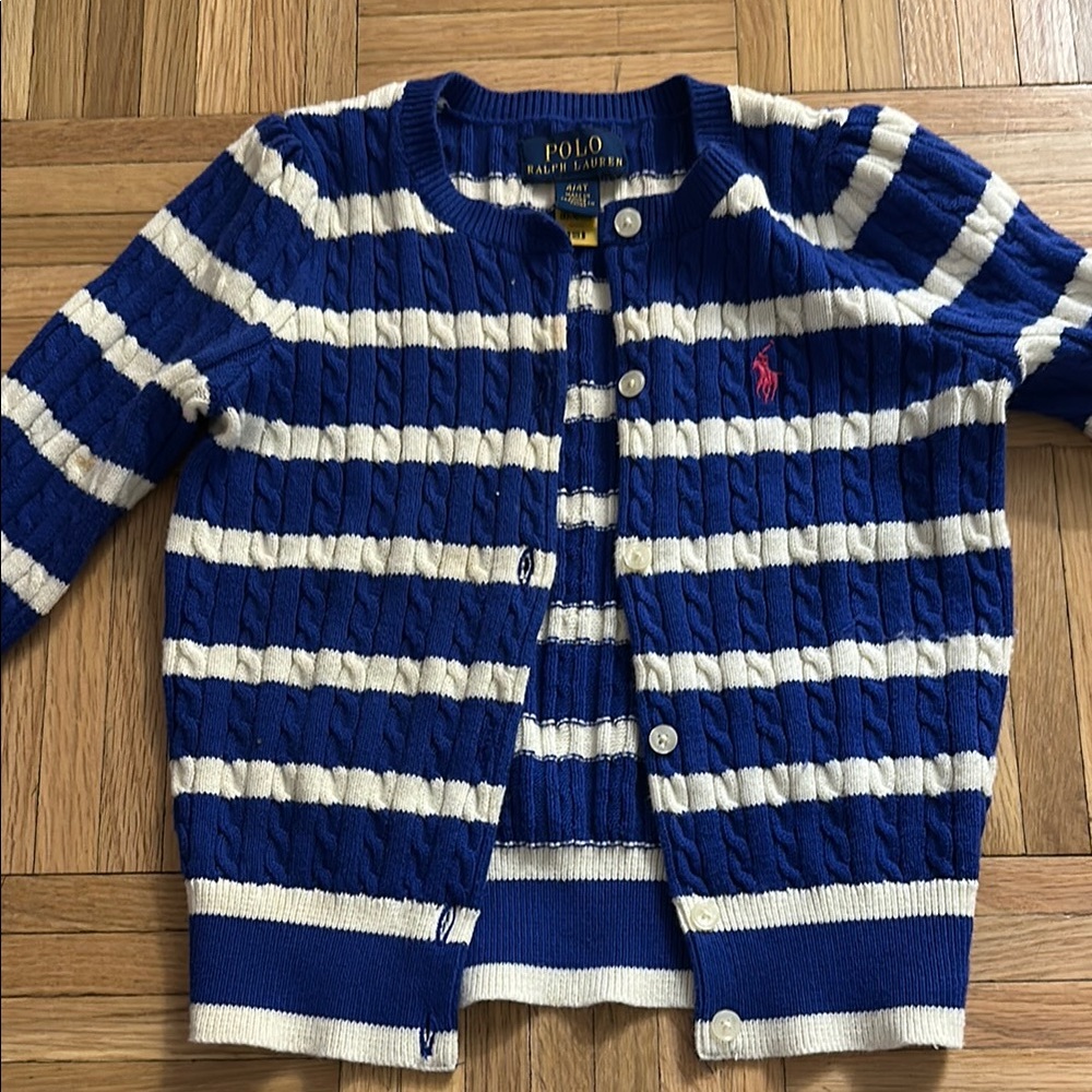 Polo by Ralph Lauren Kids Blue & White Striped Cardigan
